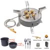 13800w high power camping stove foldable multi head outdoor cooker