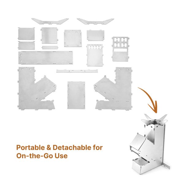 stainless steel portable collapsible camping rocket wood stove wood burning