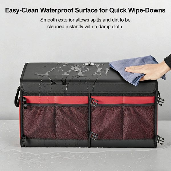 60l multi compartment car trunk organizer heavy duty waterproof foldable storage bin