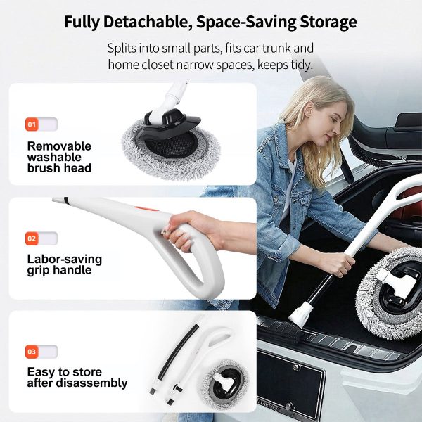 180° rotating car wash mop curved ergonomic handle scratch free microfiber scrubber