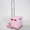 heavy duty collapsible rolling crate 50l folding utility cart with lid & telescoping handle