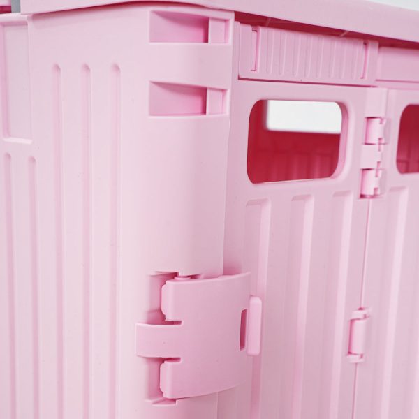 heavy duty collapsible rolling crate 50l folding utility cart with lid & telescoping handle