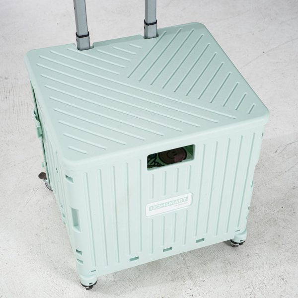 heavy duty collapsible rolling crate 50l folding utility cart with lid & telescoping handle