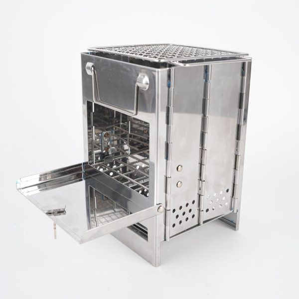 folding portable wood burning stove multi fuel cooking windproof burner