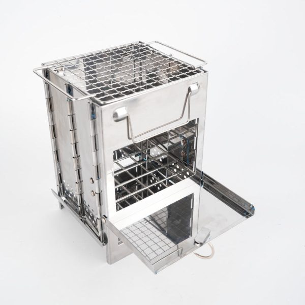 folding portable wood burning stove multi fuel cooking windproof burner