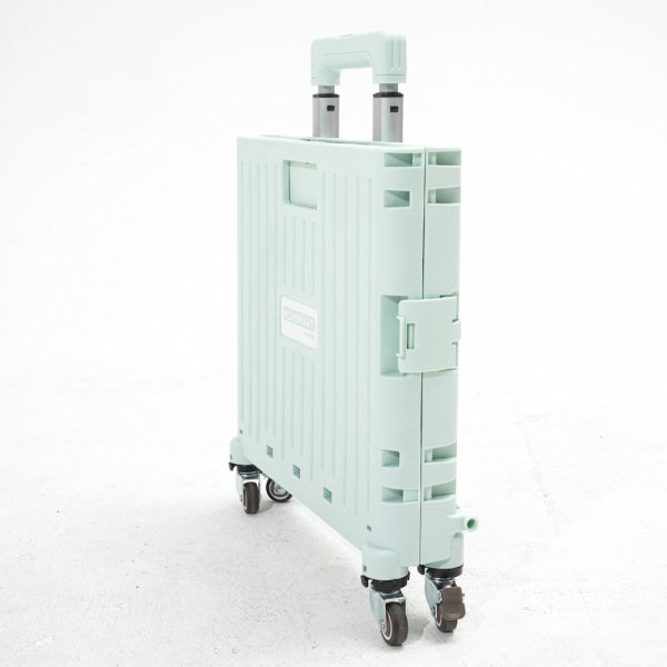 heavy duty collapsible rolling crate 50l folding utility cart with lid & telescoping handle