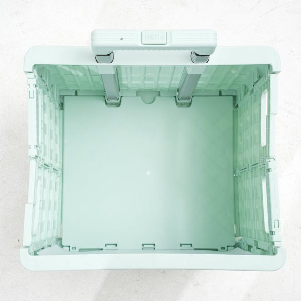 heavy duty collapsible rolling crate 50l folding utility cart with lid & telescoping handle