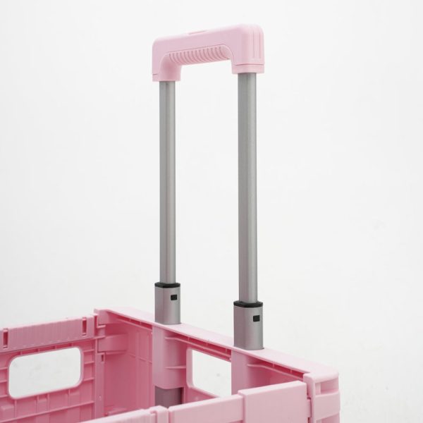 heavy duty collapsible rolling crate 50l folding utility cart with lid & telescoping handle