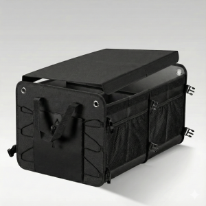 60l multi compartment car trunk organizer heavy duty waterproof foldable storage bin