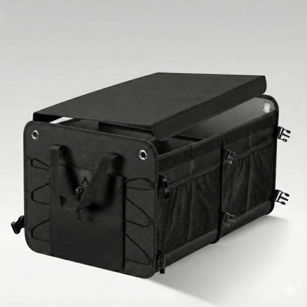 60l multi compartment car trunk organizer heavy duty waterproof foldable storage bin
