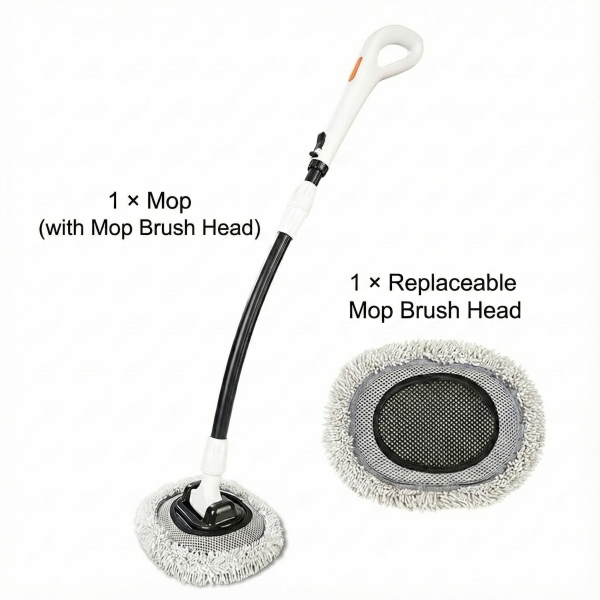 180° rotating car wash mop curved ergonomic handle scratch free microfiber scrubber