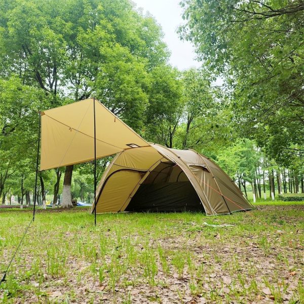 frontier tunnel tent 6p — all season family shelter with awning extension