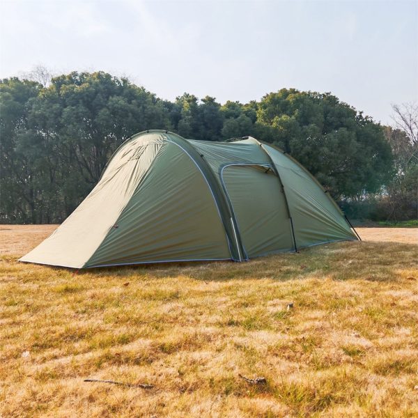 frontier tunnel tent 6p — all season family shelter with awning extension