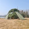 frontier tunnel tent 6p — all season family shelter with awning extension