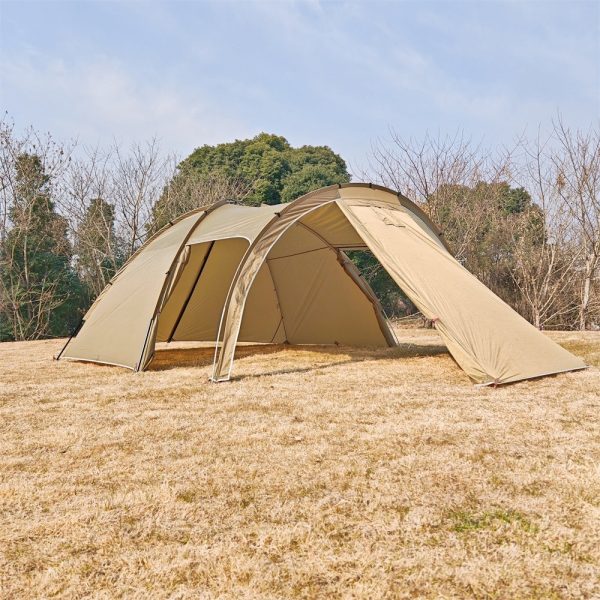 frontier tunnel tent 6p — all season family shelter with awning extension
