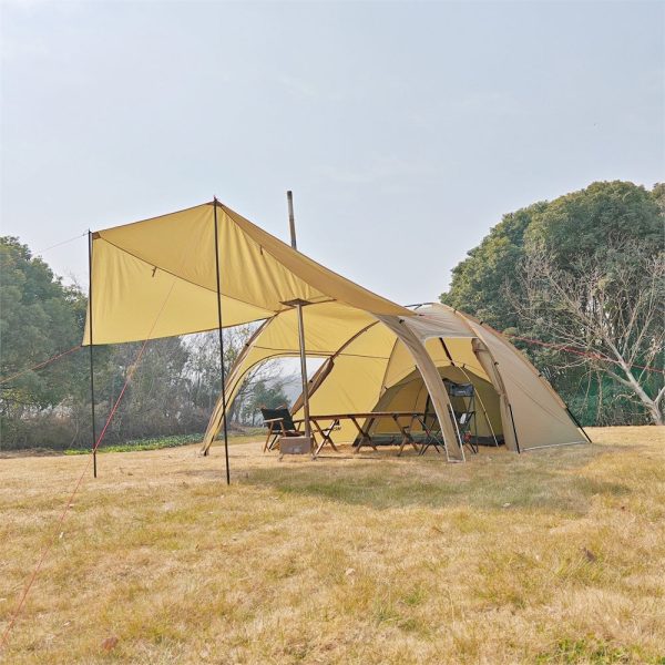 frontier tunnel tent 6p — all season family shelter with awning extension