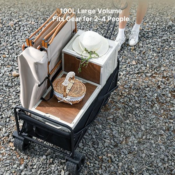 heavy duty collapsible outdoor wagon all terrain folding garden cart with big wheels for camping & beach