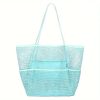 large capacity multi pocket mesh tote bag quick dry sand free reinforced organizer bag