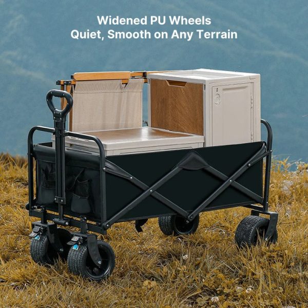 heavy duty collapsible outdoor wagon all terrain folding garden cart with big wheels for camping & beach