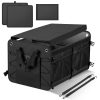 60l multi compartment car trunk organizer heavy duty waterproof foldable storage bin
