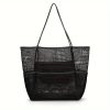 large capacity multi pocket mesh tote bag quick dry sand free reinforced organizer bag