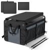 60l multi compartment car trunk organizer heavy duty waterproof foldable storage bin