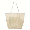 large capacity multi pocket mesh tote bag quick dry sand free reinforced organizer bag