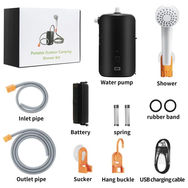 usb rechargeable portable shower pump handheld electric water pump with filtration system