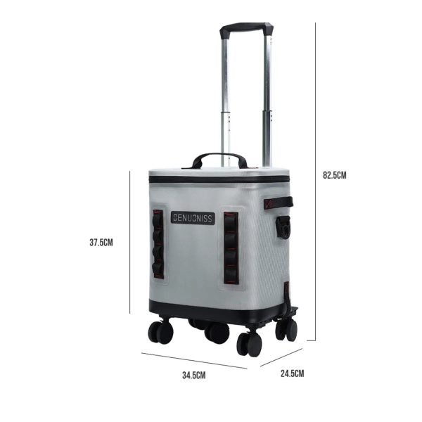32l rolling tpu soft cooler with detachable trolley waterproof leakproof portable ice chest for travel & camping
