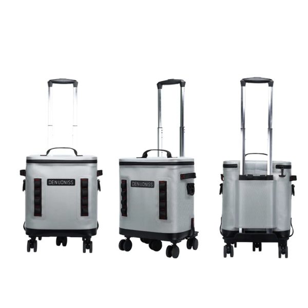 32l rolling tpu soft cooler with detachable trolley waterproof leakproof portable ice chest for travel & camping