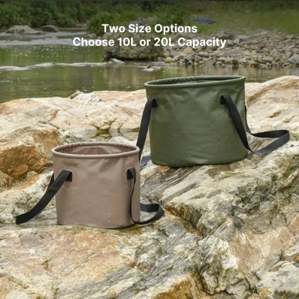 collapsible multi use bucket portable space saving water container for camping, fishing, car washing & hiking