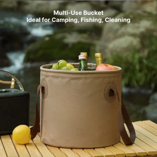 collapsible multi use bucket portable space saving water container for camping, fishing, car washing & hiking