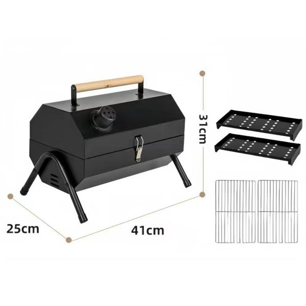 portable table top charcoal grill 3 5 people dual zone roasting for camping & picnics