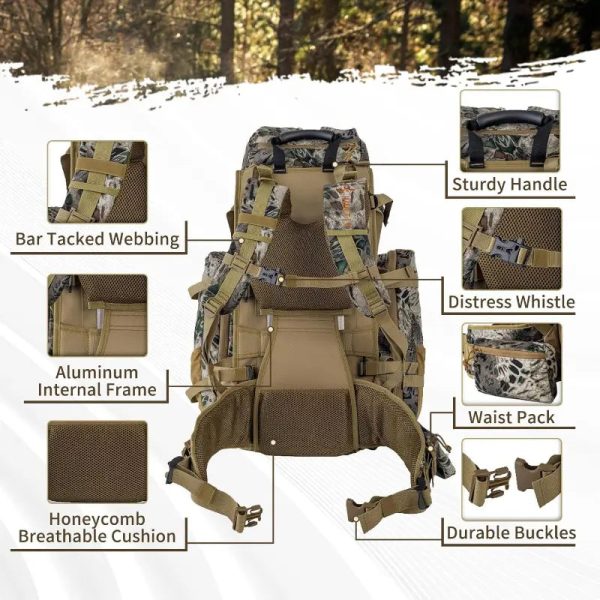 waterproof tactical hunting backpack molle system camo rucksack for survival, hiking & outdoor adventure