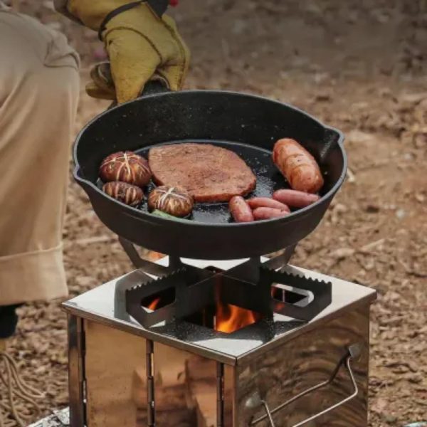 folding portable wood burning stove multi fuel cooking windproof burner