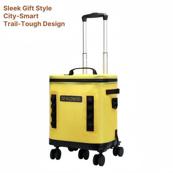 32l rolling tpu soft cooler with detachable trolley waterproof leakproof portable ice chest for travel & camping