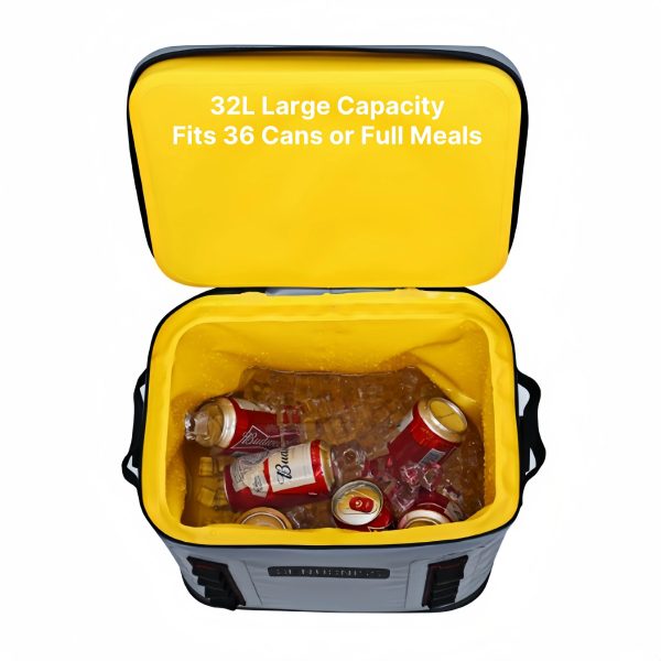 32l rolling tpu soft cooler with detachable trolley waterproof leakproof portable ice chest for travel & camping