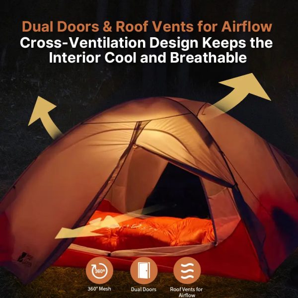 1.18kg ultralight 1–2 person double layer camping tent – waterproof & windproof