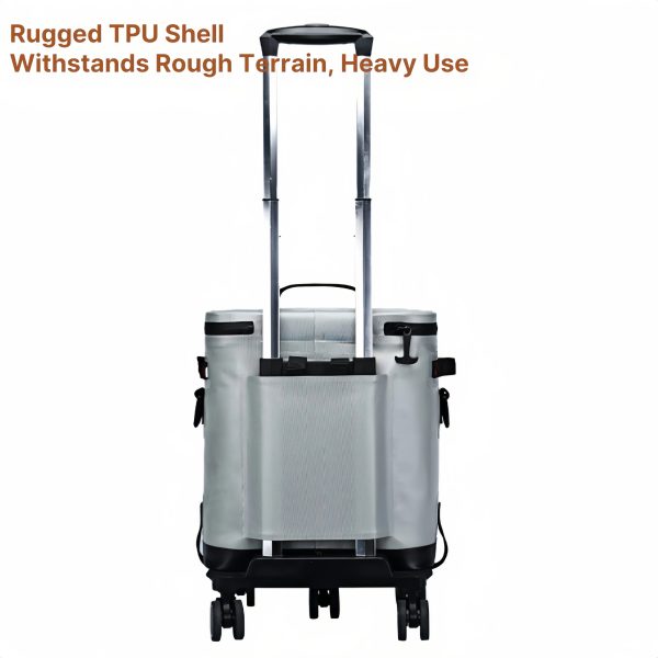 32l rolling tpu soft cooler with detachable trolley waterproof leakproof portable ice chest for travel & camping