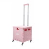 heavy duty collapsible rolling crate 50l folding utility cart with lid & telescoping handle