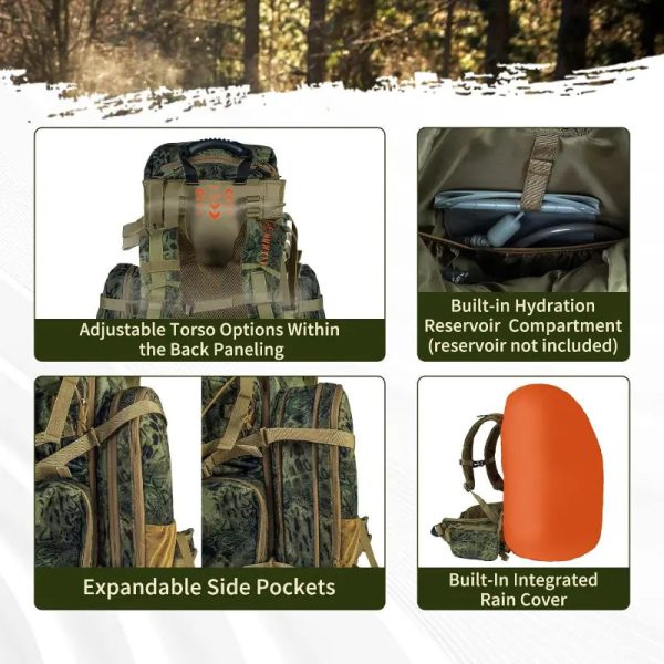 waterproof tactical hunting backpack molle system camo rucksack for survival, hiking & outdoor adventure