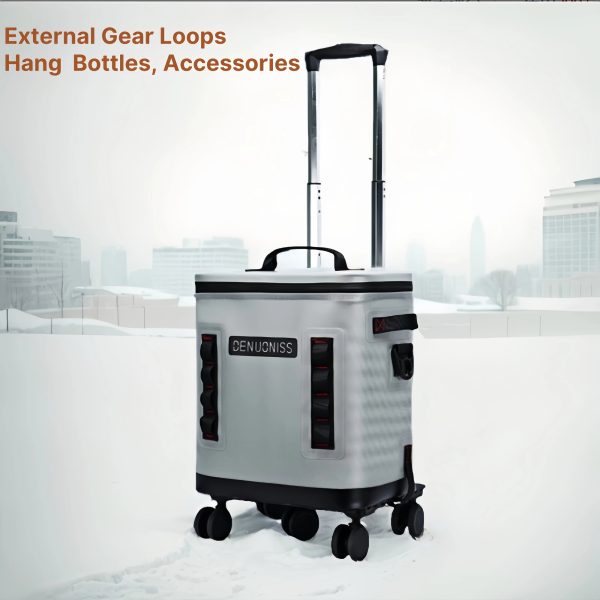 32l rolling tpu soft cooler with detachable trolley waterproof leakproof portable ice chest for travel & camping